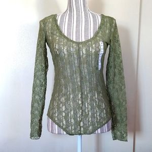 Lace green long sleeve bodysuit size medium